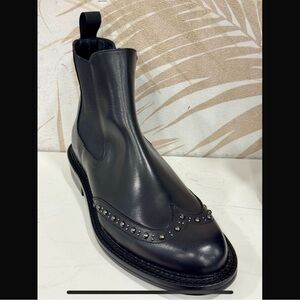Men's Black Leather Studded Chelsea Boots